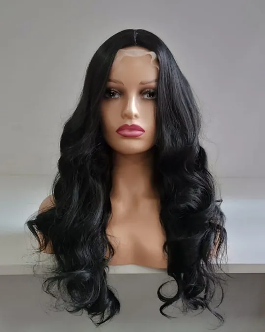 Peluca mini lace ondulada negra — foto 1