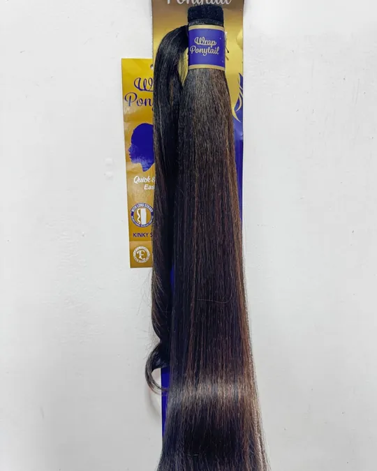 Coleta velcro lisa voluminosa 36" Negro con visos — foto 1