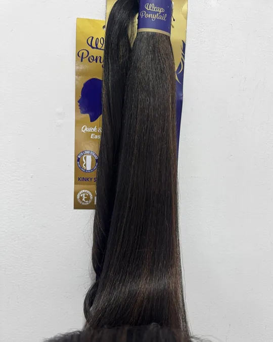 Coleta velcro lisa voluminosa 36" Negro con visos — foto 2