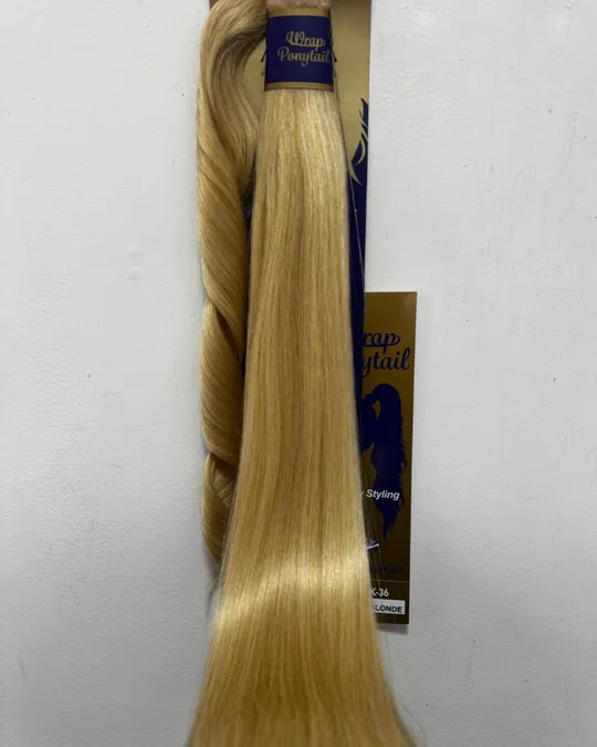 Coleta velcro lisa voluminosa 36" Rubio — foto 2