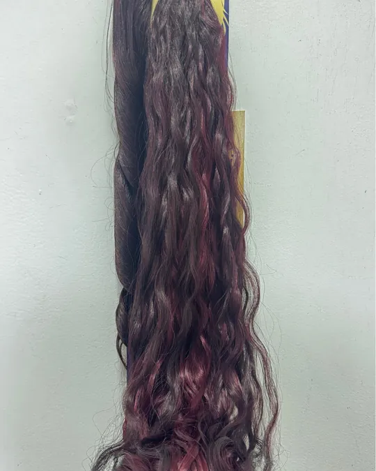 Coleta velcro ondulada 36" Borgoña — foto 2