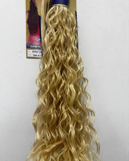 Coleta velcro rizada 24" Rubio — foto 2